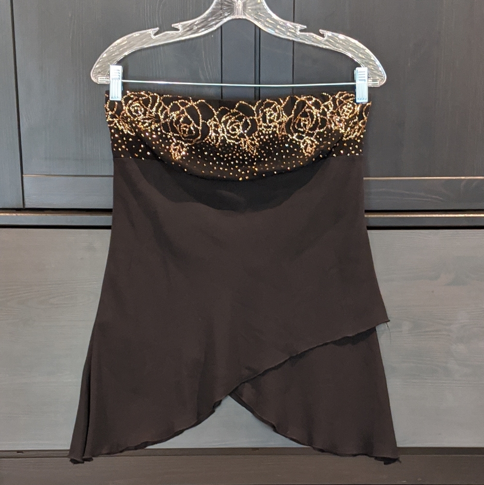 Little Black and Gold Strapless Top